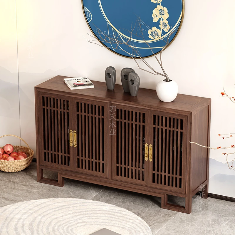 新中式餐边柜实木玄关柜白蜡木玄关台简约现代储物柜多功能收纳柜