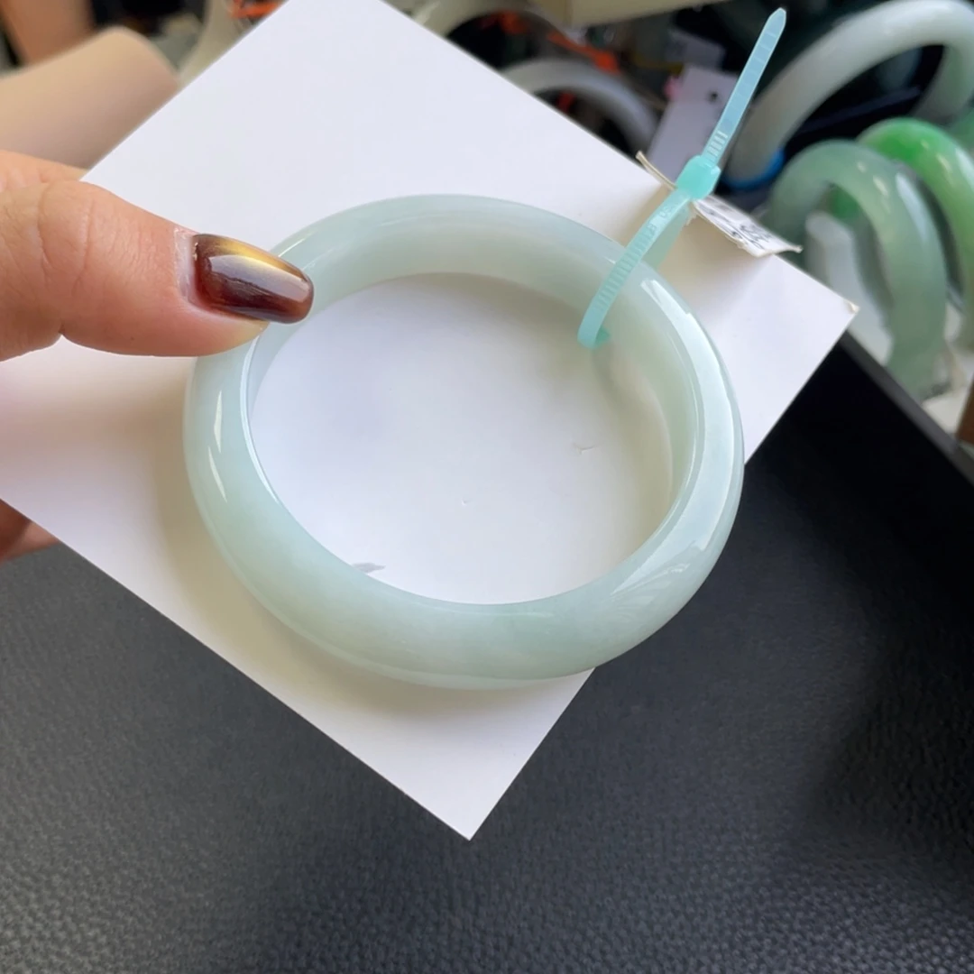 翡翠未镶嵌手镯翡翠手镯55.8圈 蓝胶3号