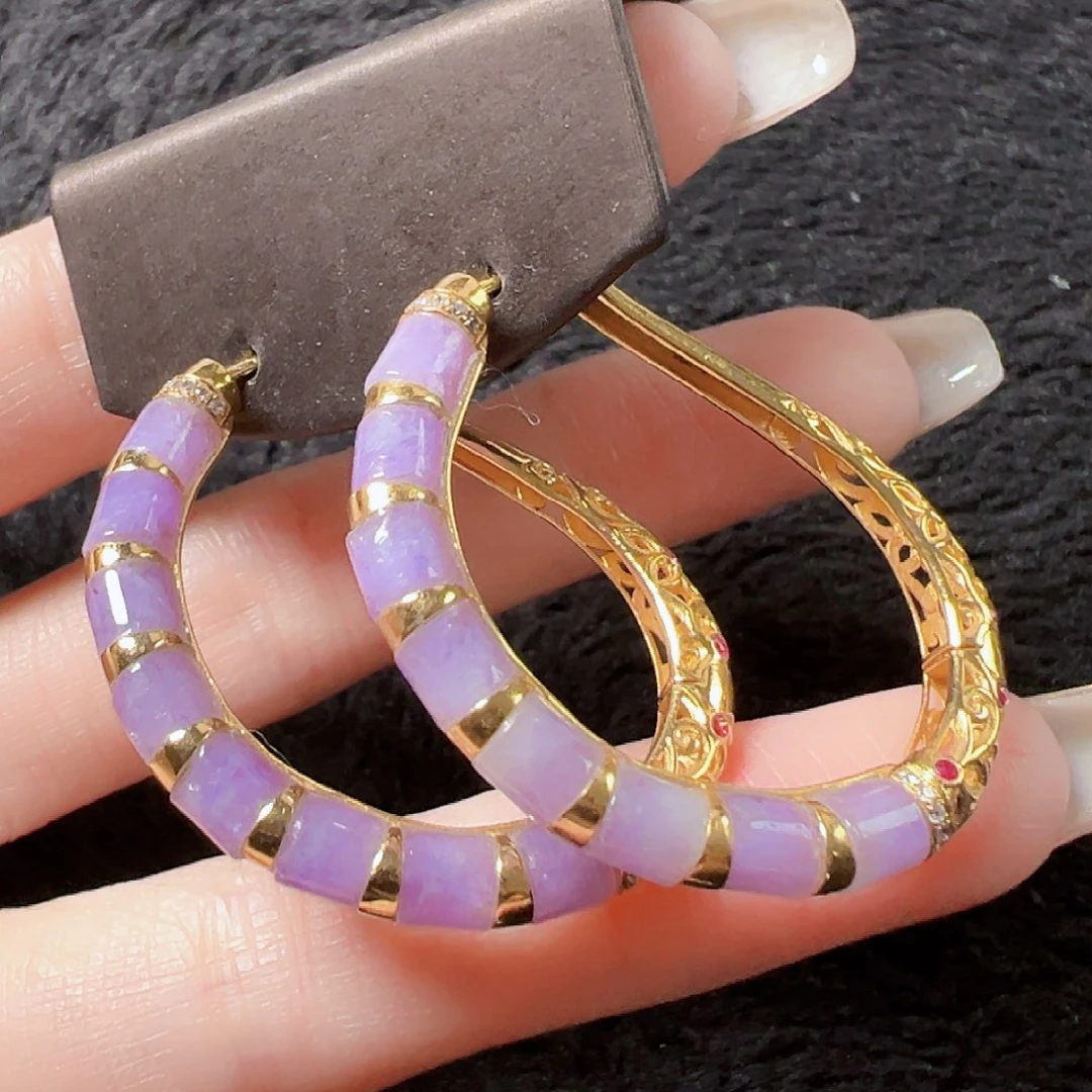 翡翠18K金镶嵌耳饰签收后24小时鉴赏期，过时不退