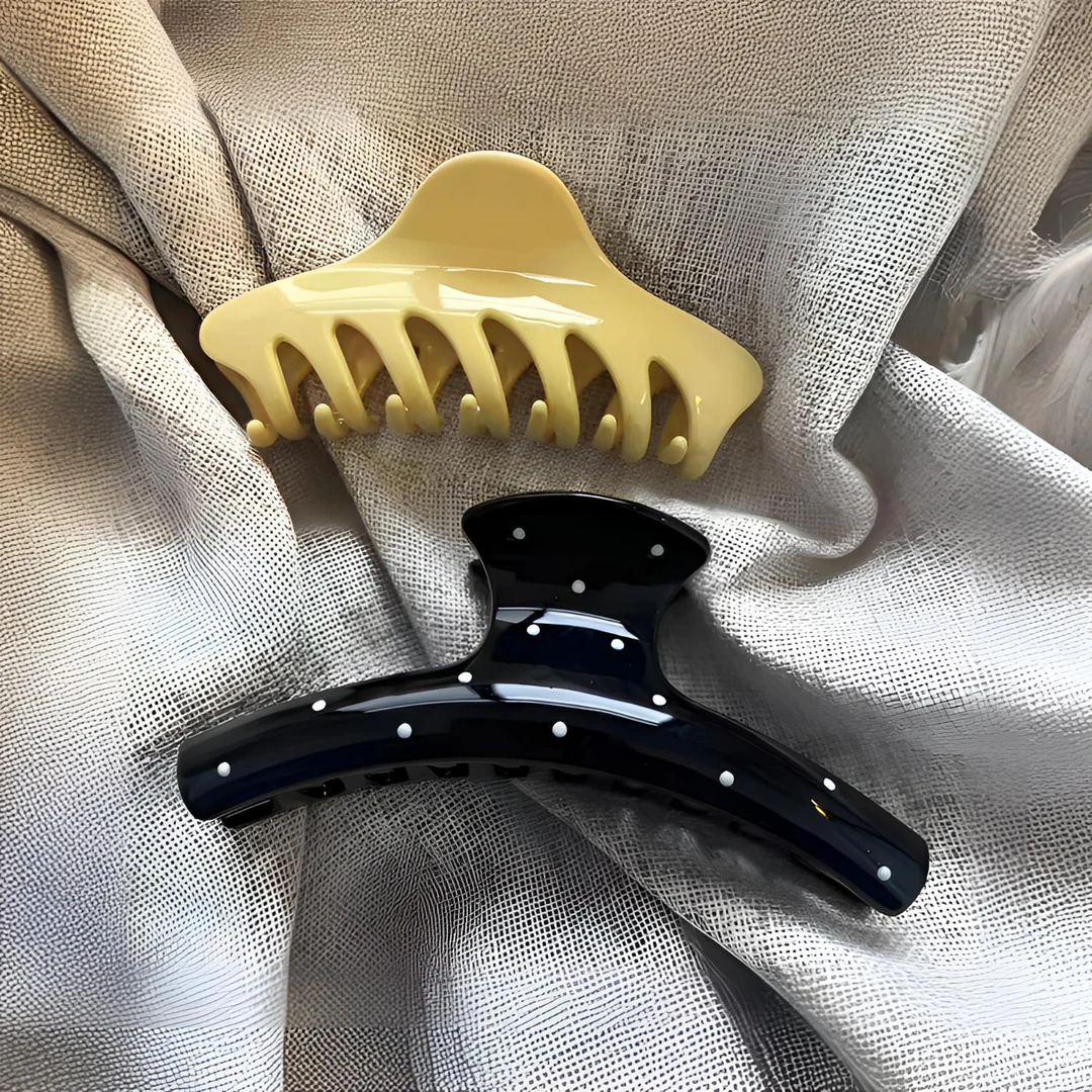 2025新款抓夹高级感发夹后脑勺发卡大号鲨鱼夹波点夹子头饰盘头发