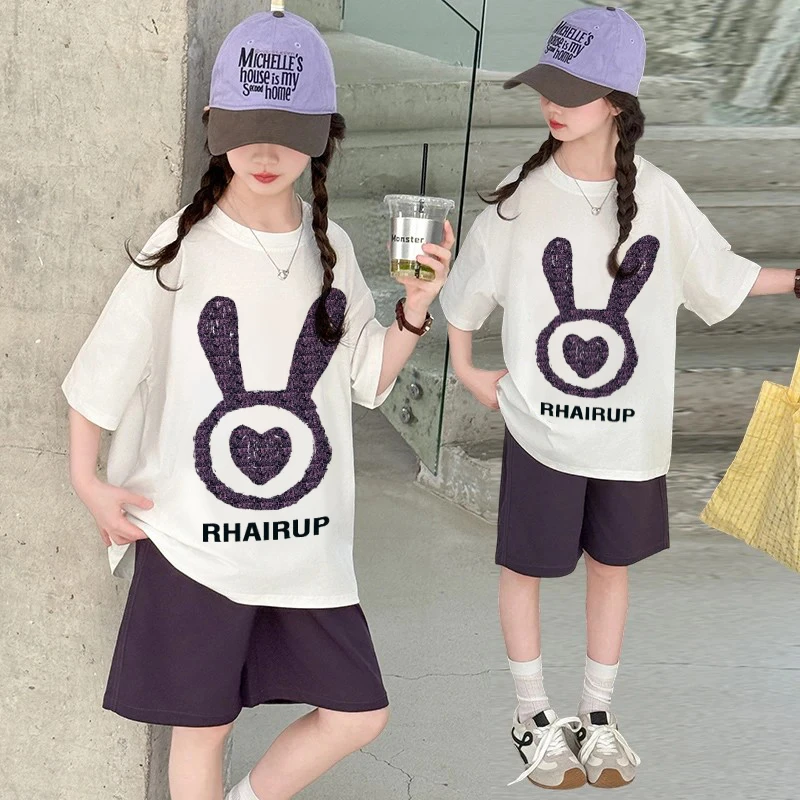 女童套装夏季新款卡通甜美印花薄款时尚百搭韩版可爱两件套宽松