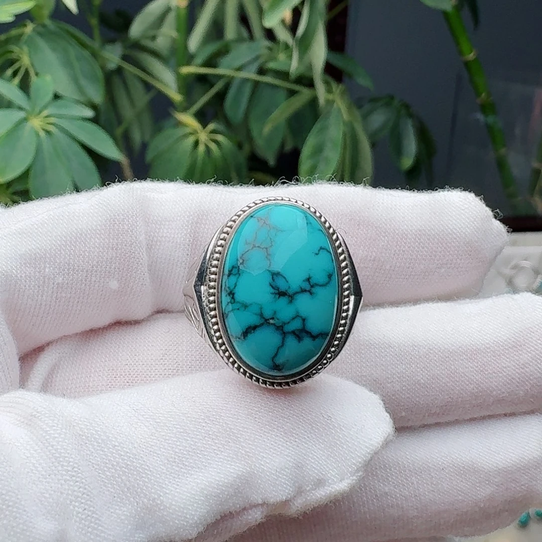 绿松石银S925镶嵌戒指戒指