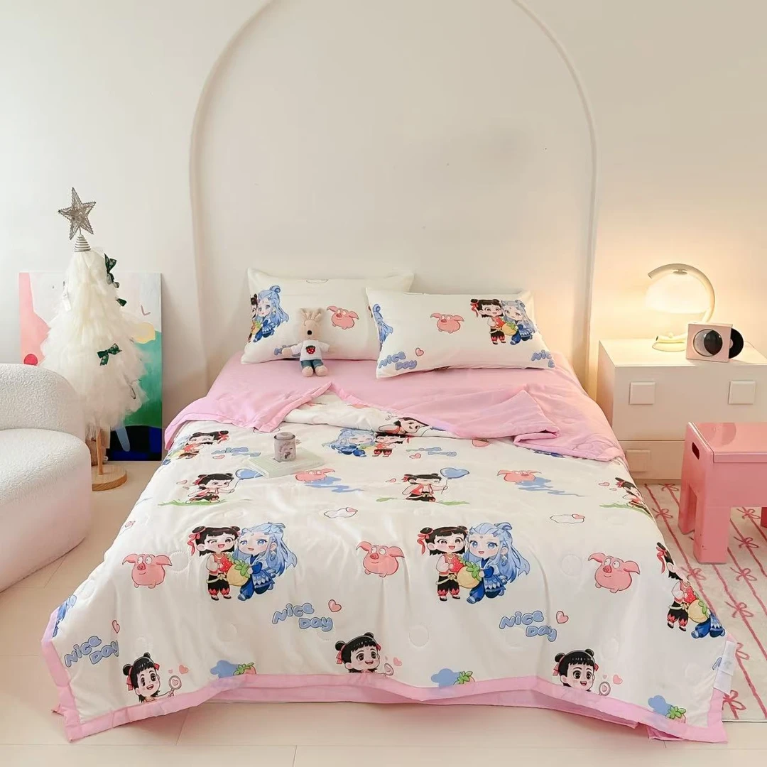 哪吒可爱风空调被透气可机洗夏被幼儿园亲肤薄款夏凉被薄款小被子