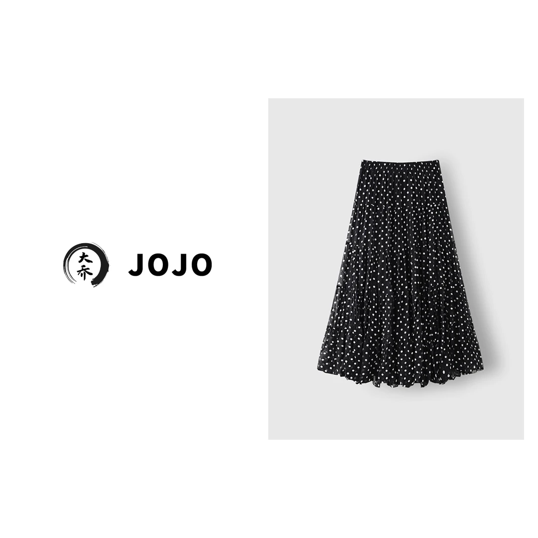 『大乔JoJo』1【波点裙】复古褶皱碎花高腰显瘦减龄半身裙
