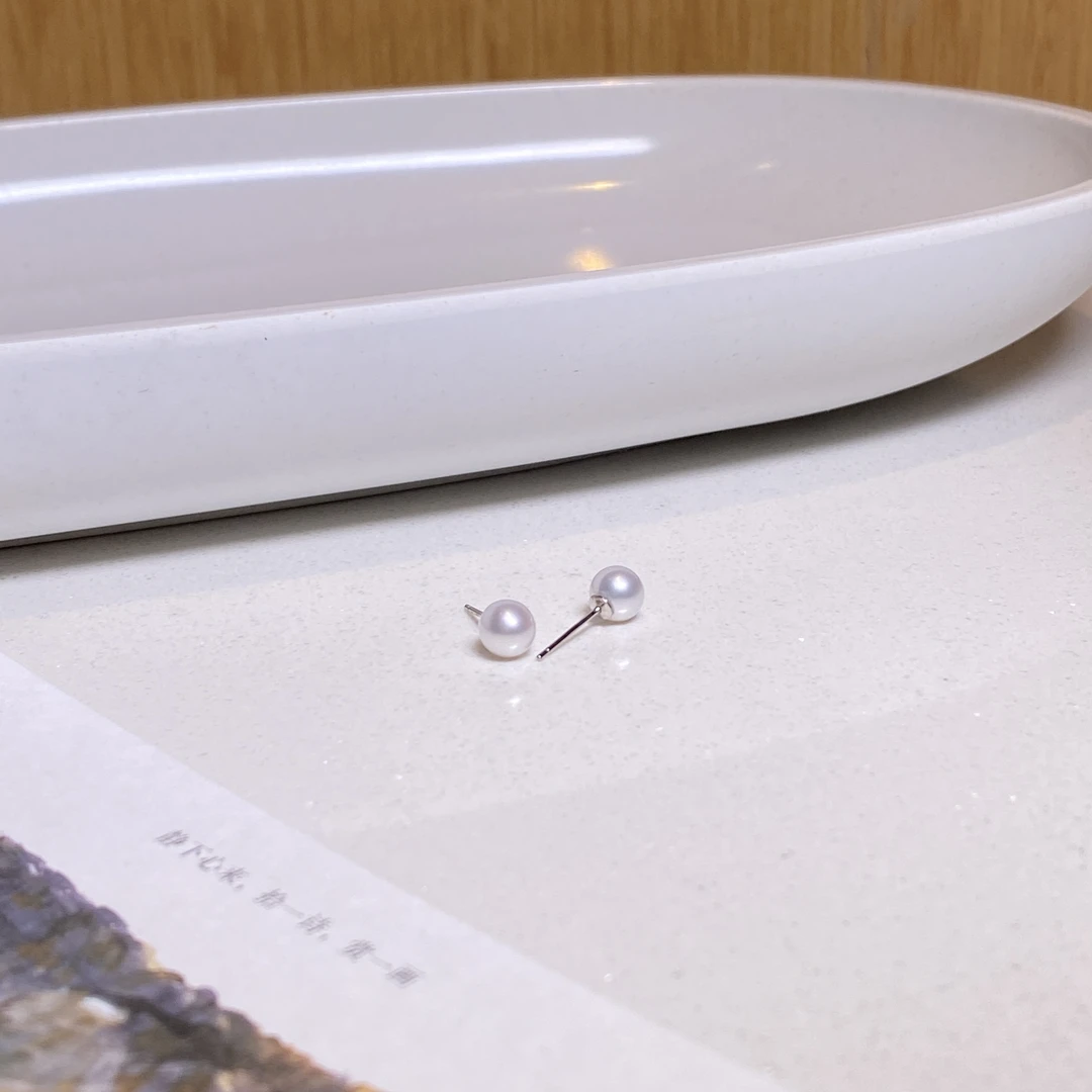 【小北好物】S925银淡水珍珠耳钉9-16QJ10X32【多样性发一件】约6mm