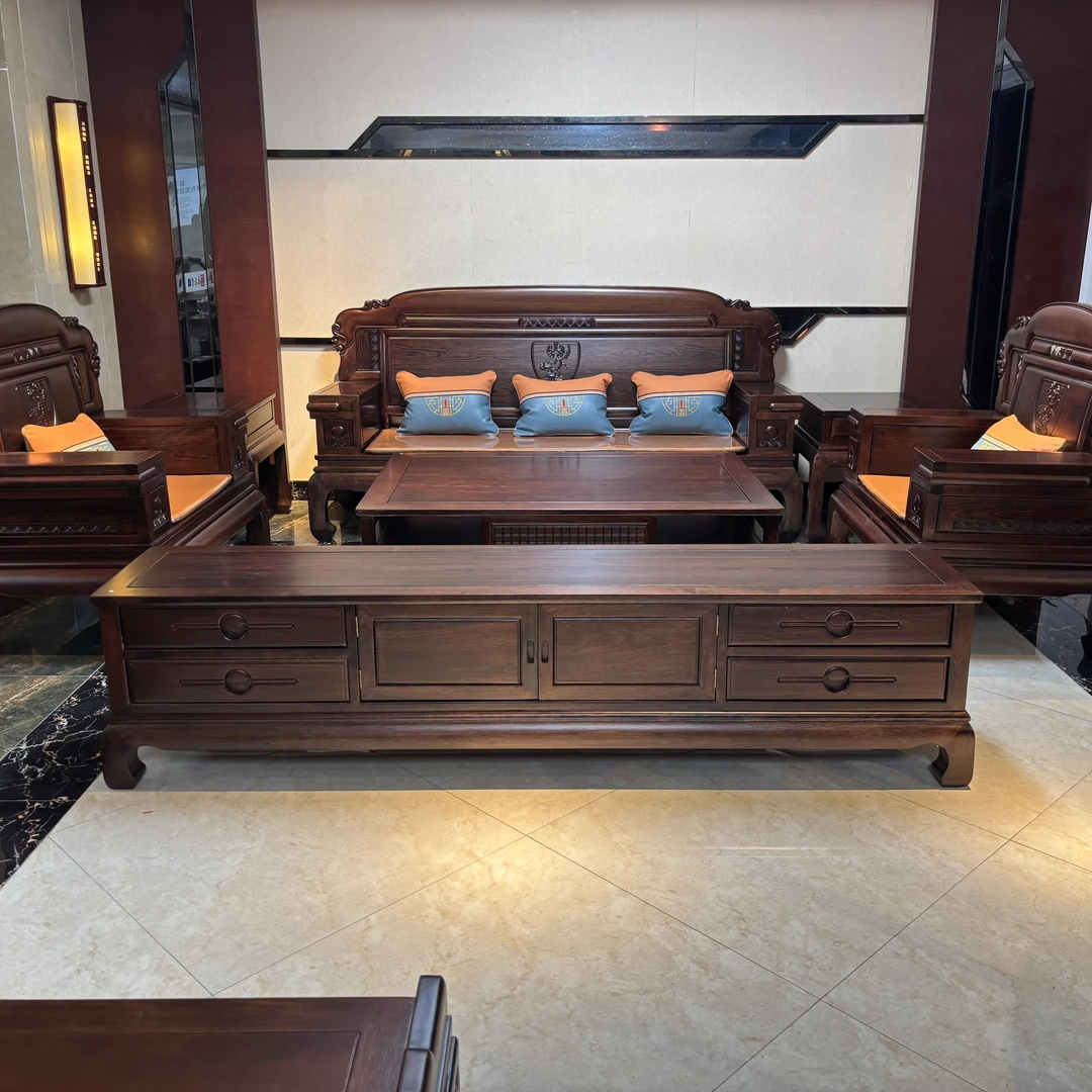 电视柜2.2米实木新中式新古典客厅家具现代别墅家用雕花禅意储物