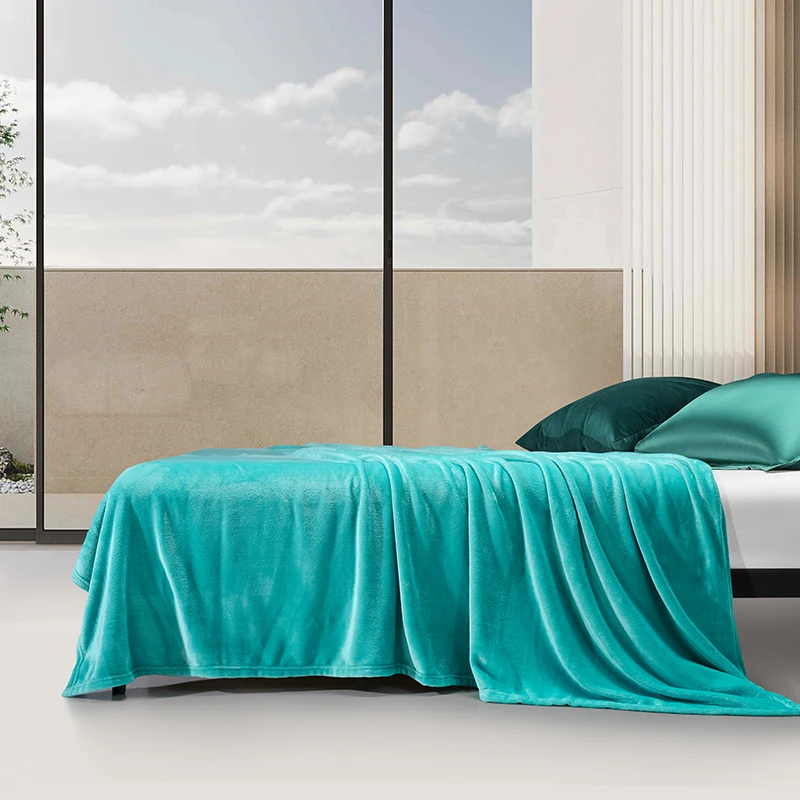 水星家纺 多色可选法兰绒毛毯居家办公暖柔安睡毯·慕钦保暖