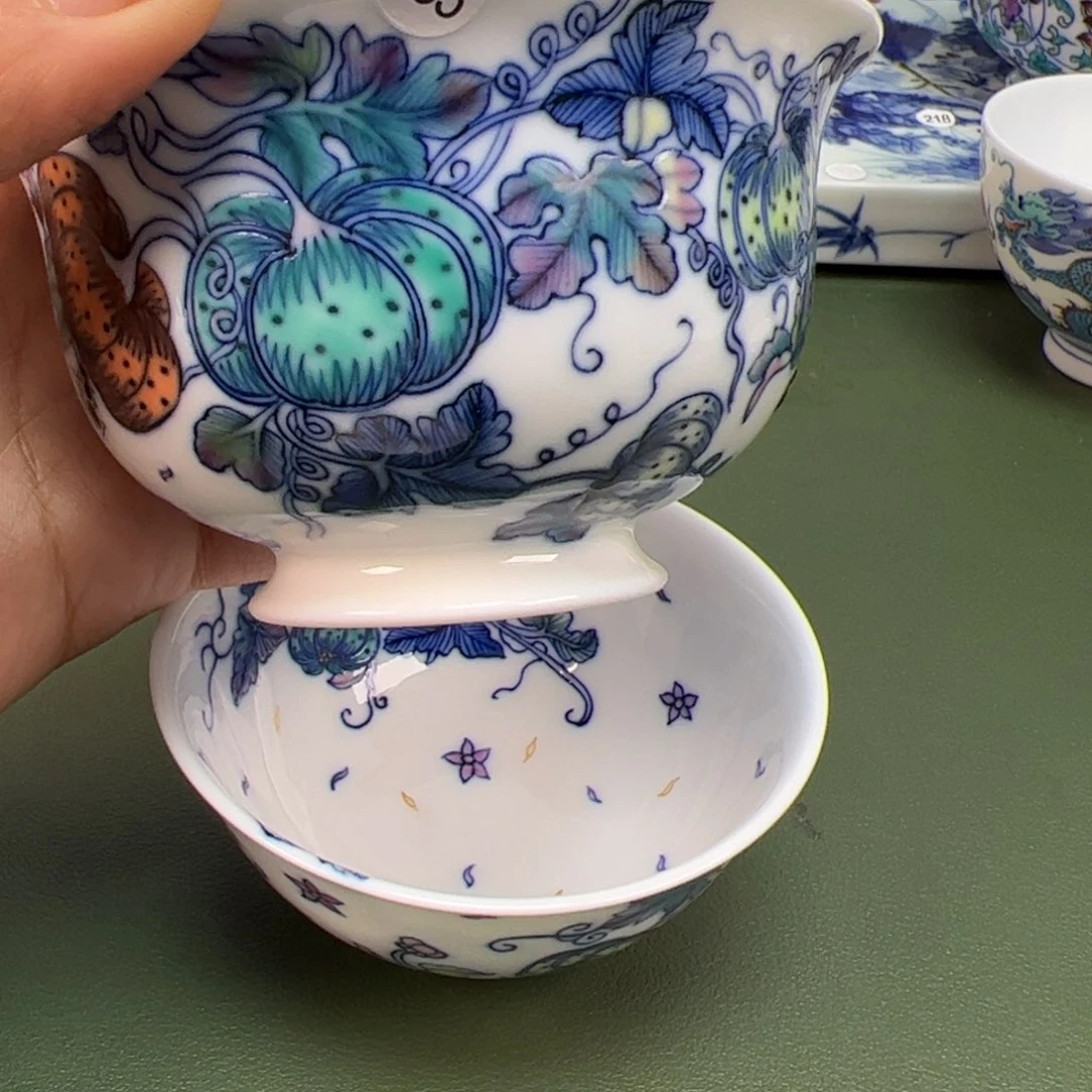 杯沙沙手工手绘茶具盖碗加单杯335