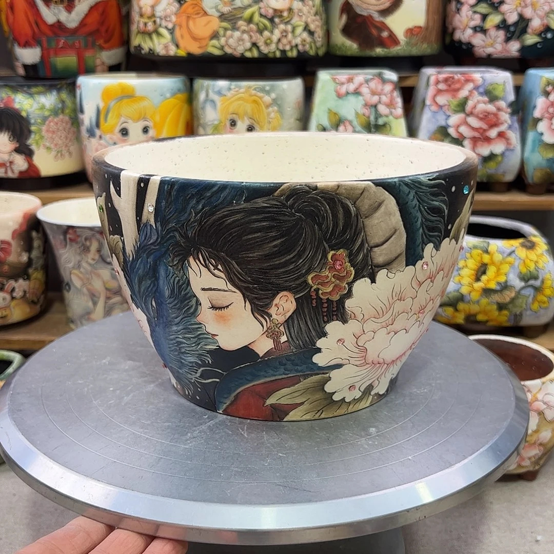 景德镇炫彩手绘口19.5高13