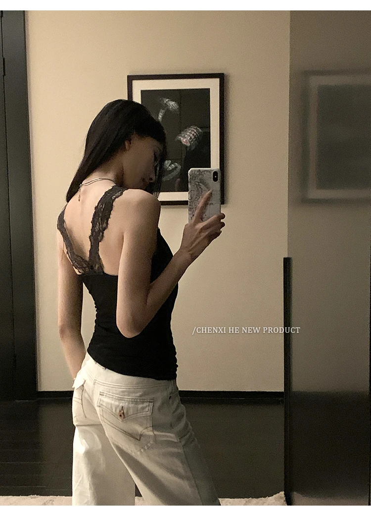 2025夏季新款时尚蕾丝背心气质显瘦洋气休闲百搭设计性感辣妹上衣