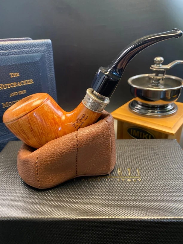 意大利进口维布拉迪品牌双线牛头双银龙系列石楠木烟斗送老公