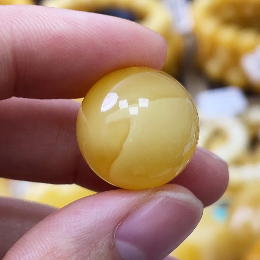 琥珀未镶嵌珠宝奇石17.9mm橘金半山水飘花 瑕