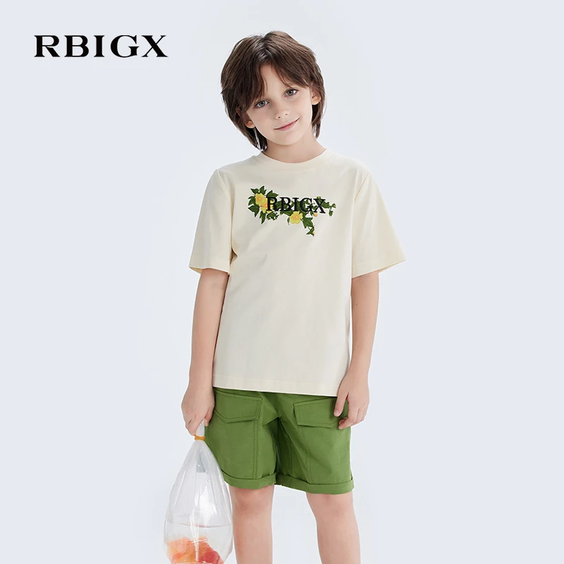 【索罗娜凉感抑菌】RBIGX瑞比克童装2025夏季花朵印花套头短袖t恤