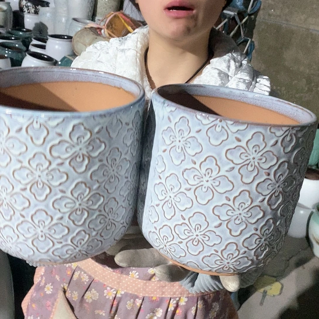 紫砂花盆瑕疵口20高20