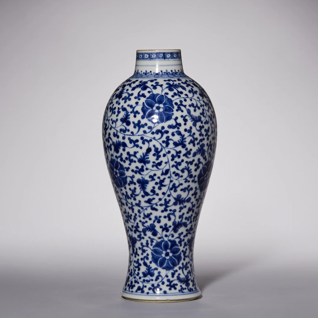 4306清晚期·青花缠枝花卉纹梅瓶【古董拍卖】