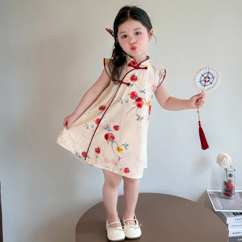 女童国风盘扣连衣裙夏季新款旗袍裙新中式公主裙中小童裙子童装