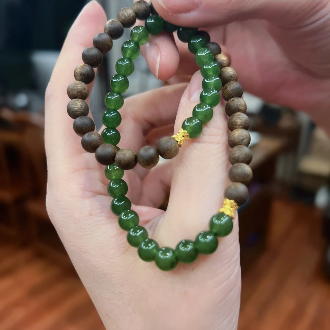 蓝宫调 DIY0.6手串青888玉双圈   一年奉X05