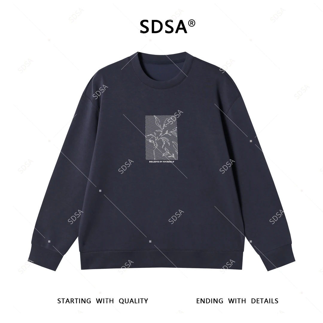 SDSA男士2025新款轻奢痞帅男装压胶印花字母圆领卫衣慵懒风百搭