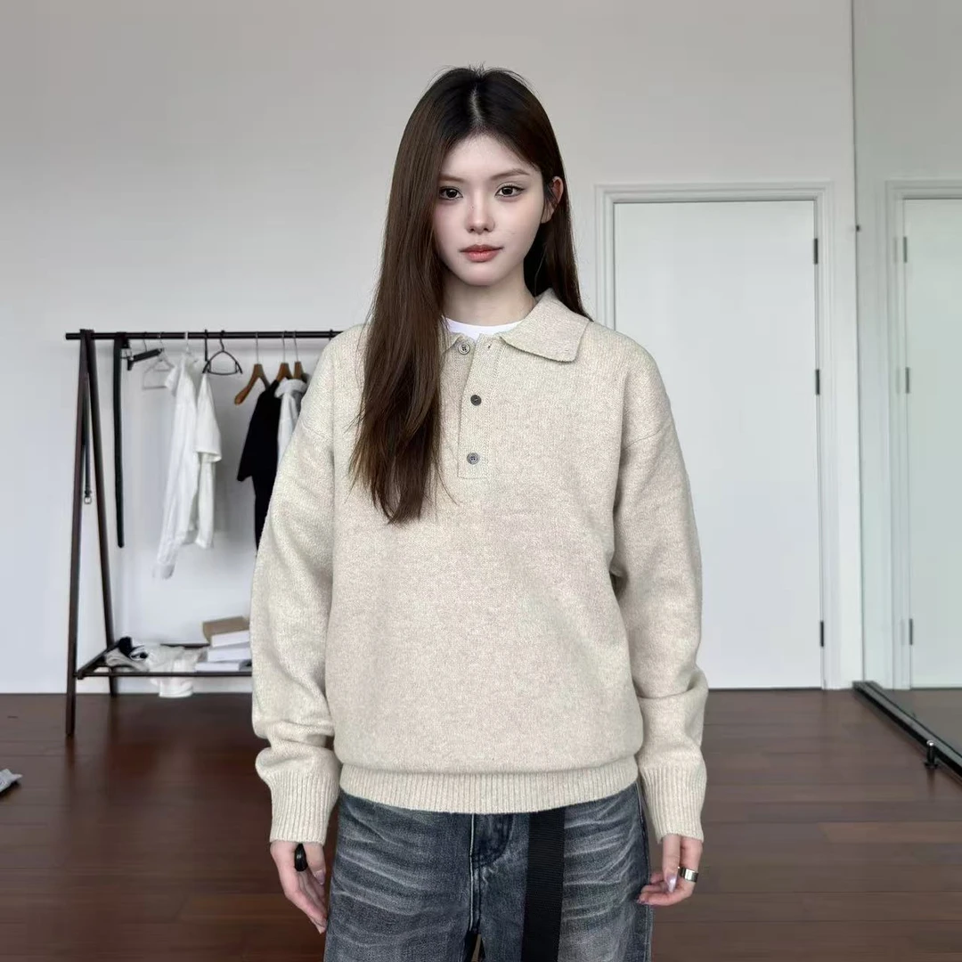 AHCN志存高远 美式慵懒感针织衫翻领cleanfit秋冬百搭外套Y012