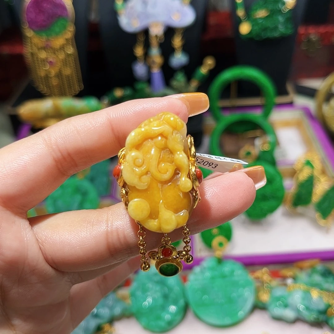 【闪购商品】翡翠戒指银S925镀金镶嵌貔貅