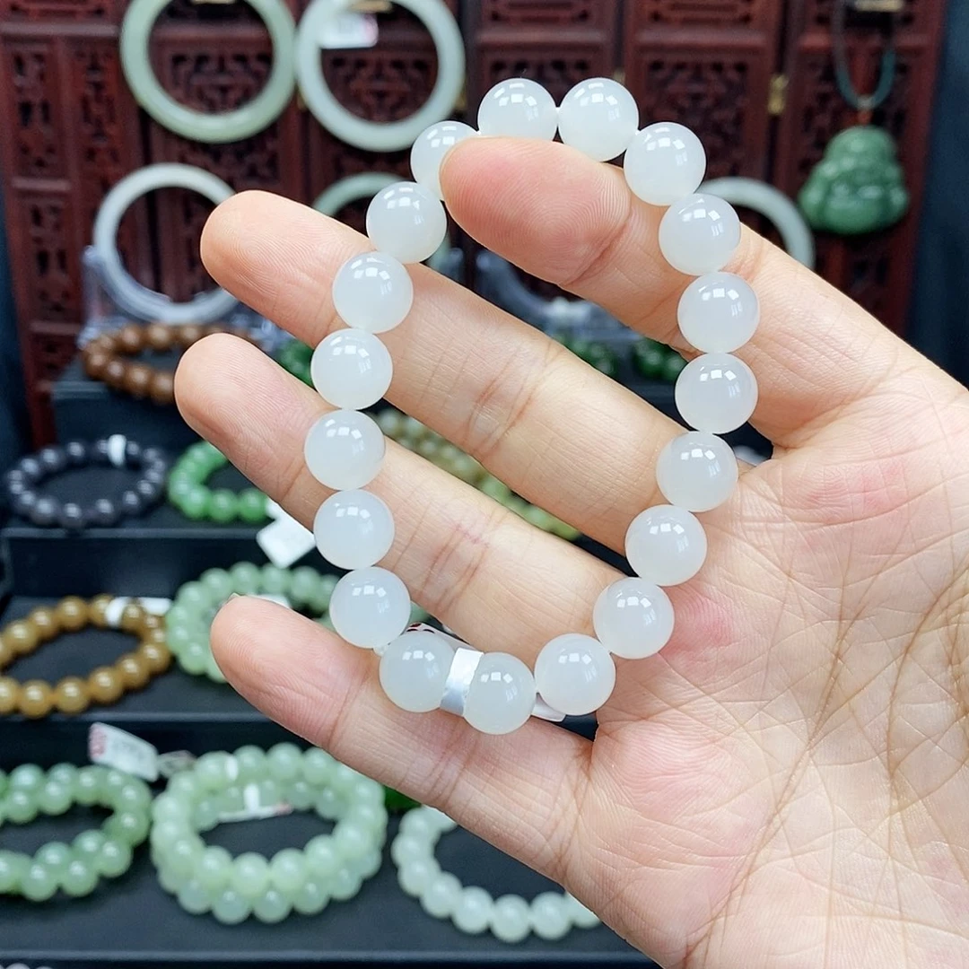 和田玉手串未镶嵌白玉10