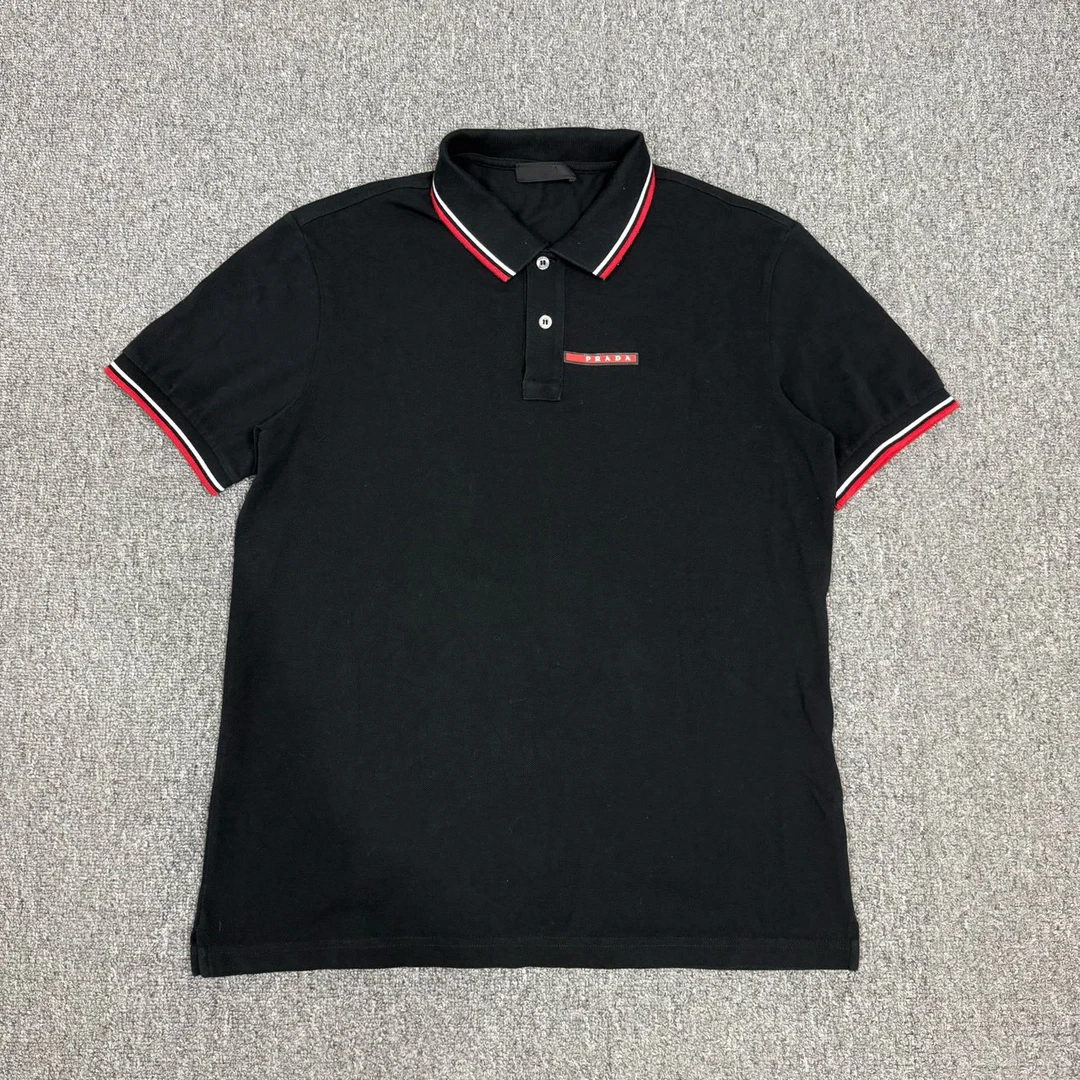 99新 Prada/普拉达 13326564 普拉达黑色胸前logo短袖Polo衫 XL码