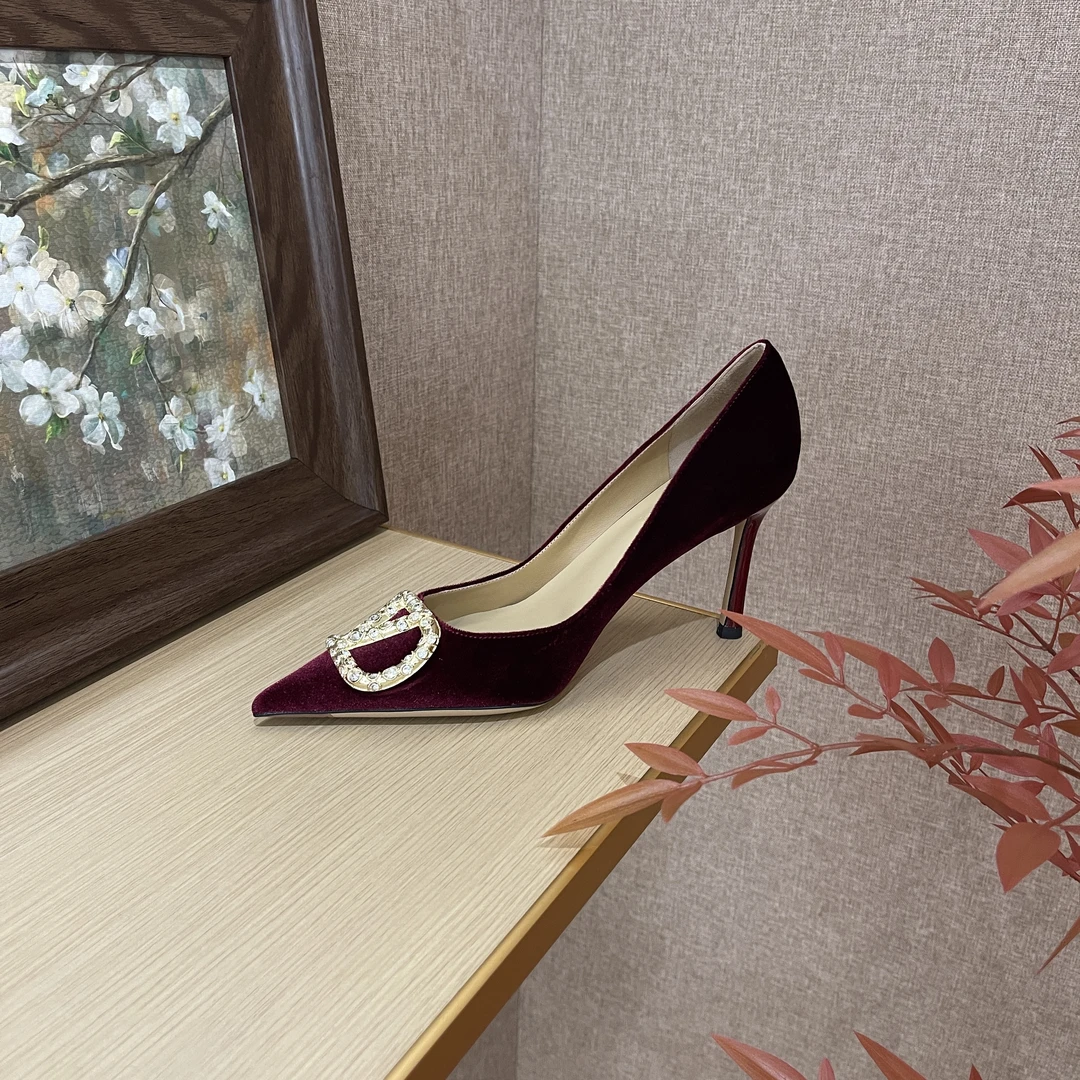 【Mist Tt】新款丝绒羊皮高跟鞋尖头浅口法式气质时尚单鞋细跟