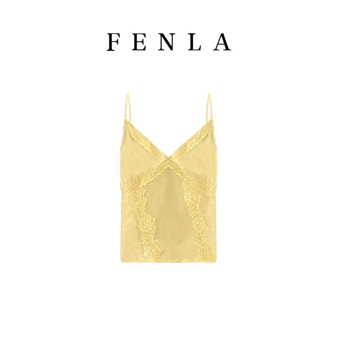 【惠姐私服】纯欲风拼接蕾丝法式睫毛蕾丝亲肤棉丝绒吊带打底 85334