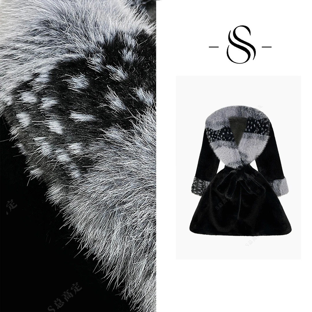 【妮妮】欧式冬季高奢重工时尚拼接色系设计气质短外套D0271