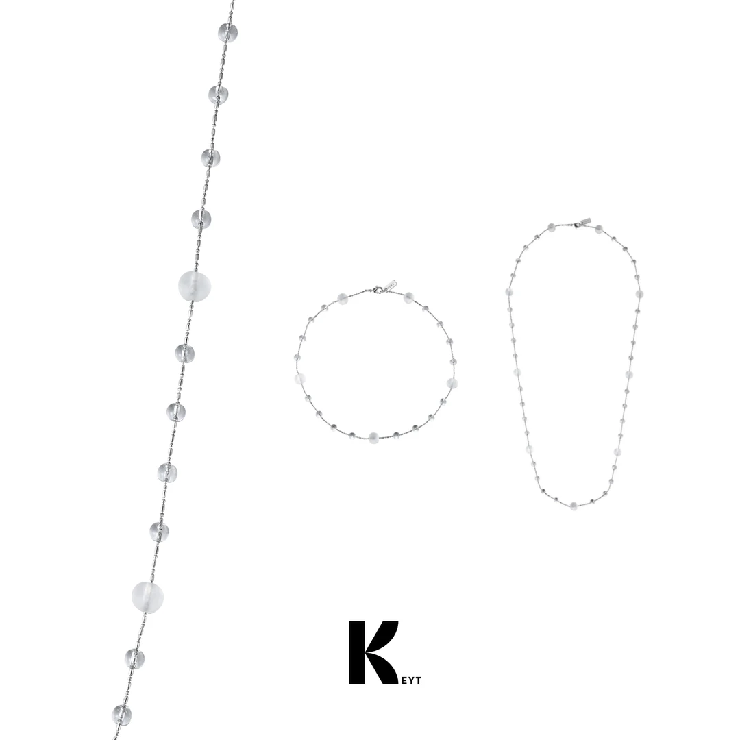 KEYT 铜合金玻璃项链 透明珠珠长短款项链B167