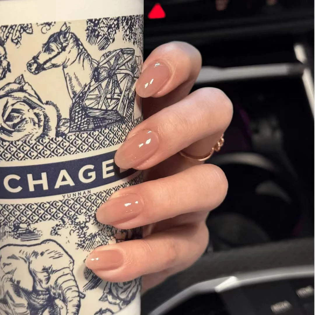 【嬛嬛甲】甘露寺嬛嬛甲裸色短杏仁穿戴甲白开水气质简约百搭美甲