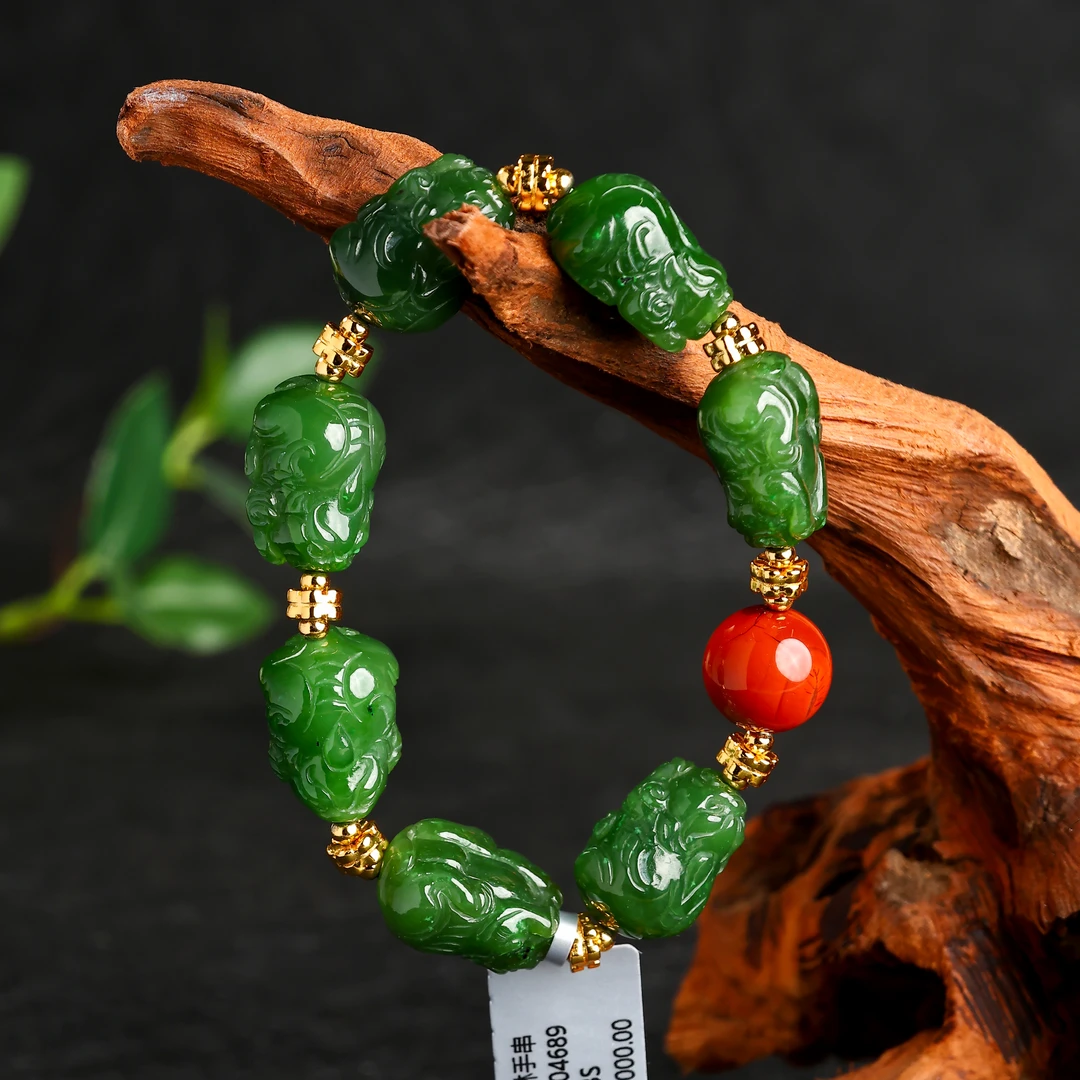 【矿姐珠宝】WDBS-253和田玉碧玉貔貅手串多样性发一