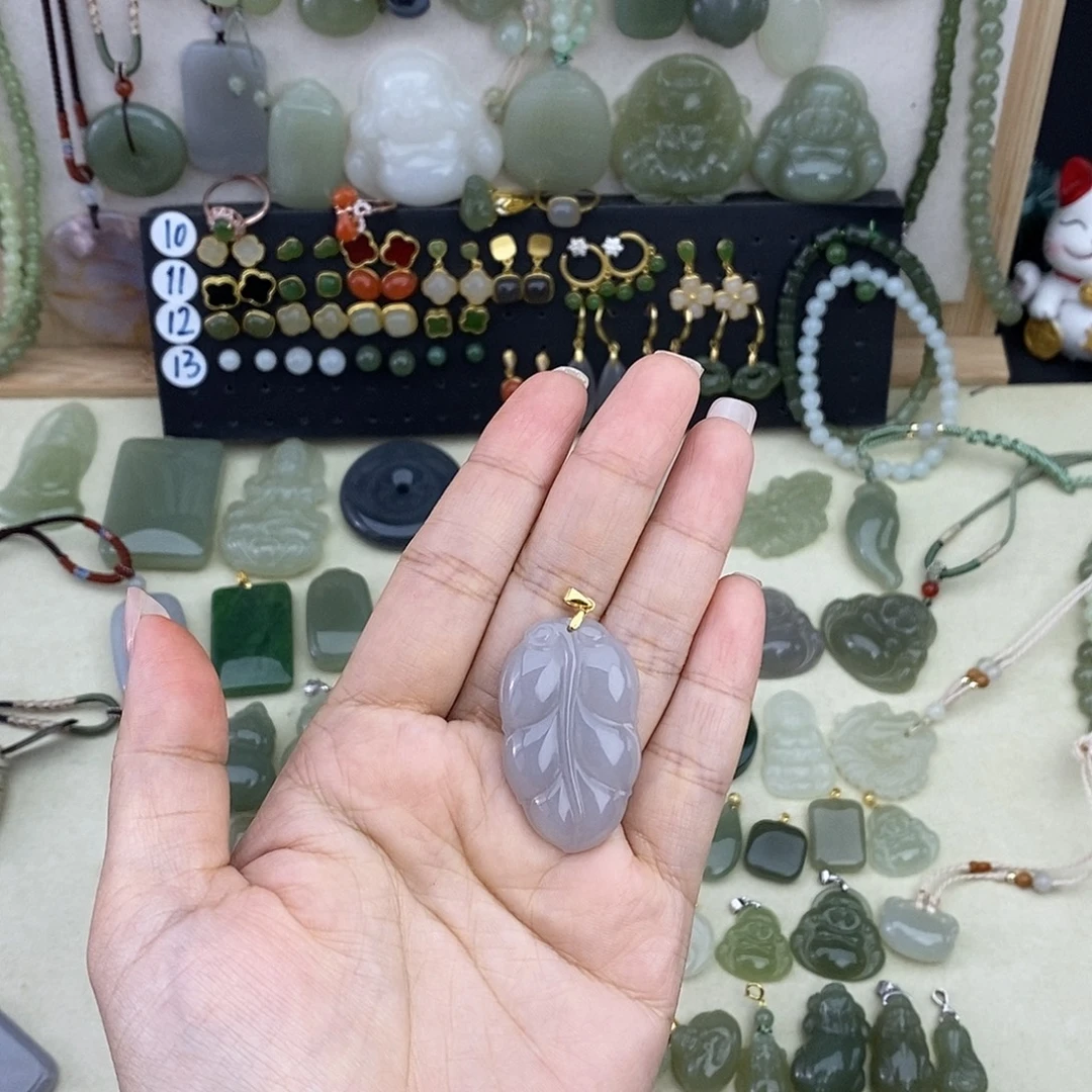 和田玉银S925镶嵌吊坠(不含链)