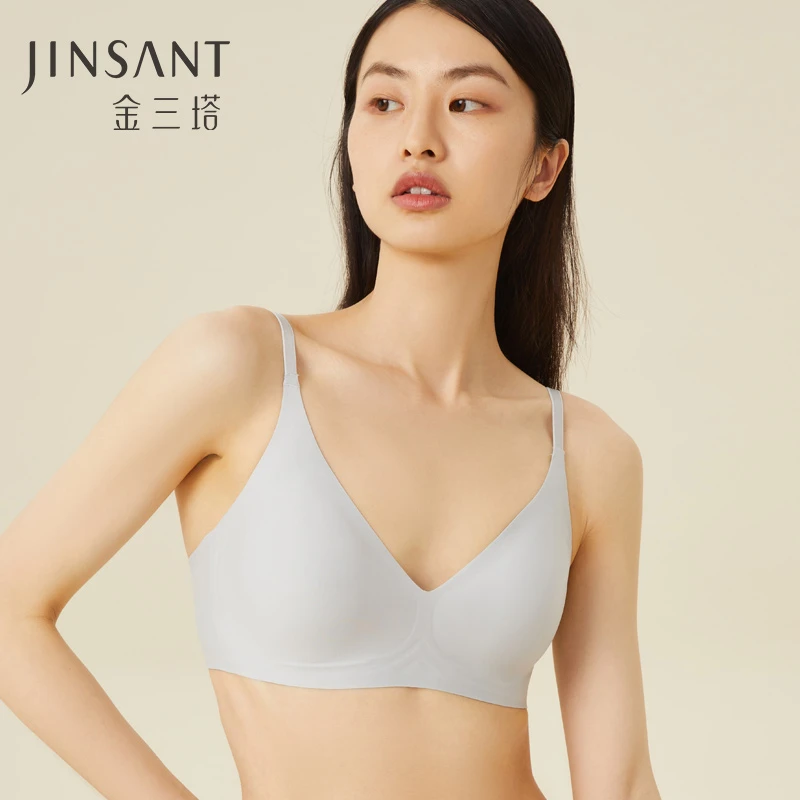 【金三塔官方】桑蚕丝内衣女真丝氨纶透气亲肤无痕外扩果冻条文胸