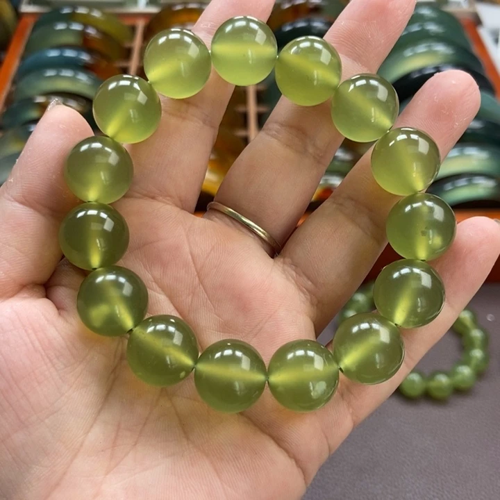 晨***曦蛇纹石玉未镶嵌手串
