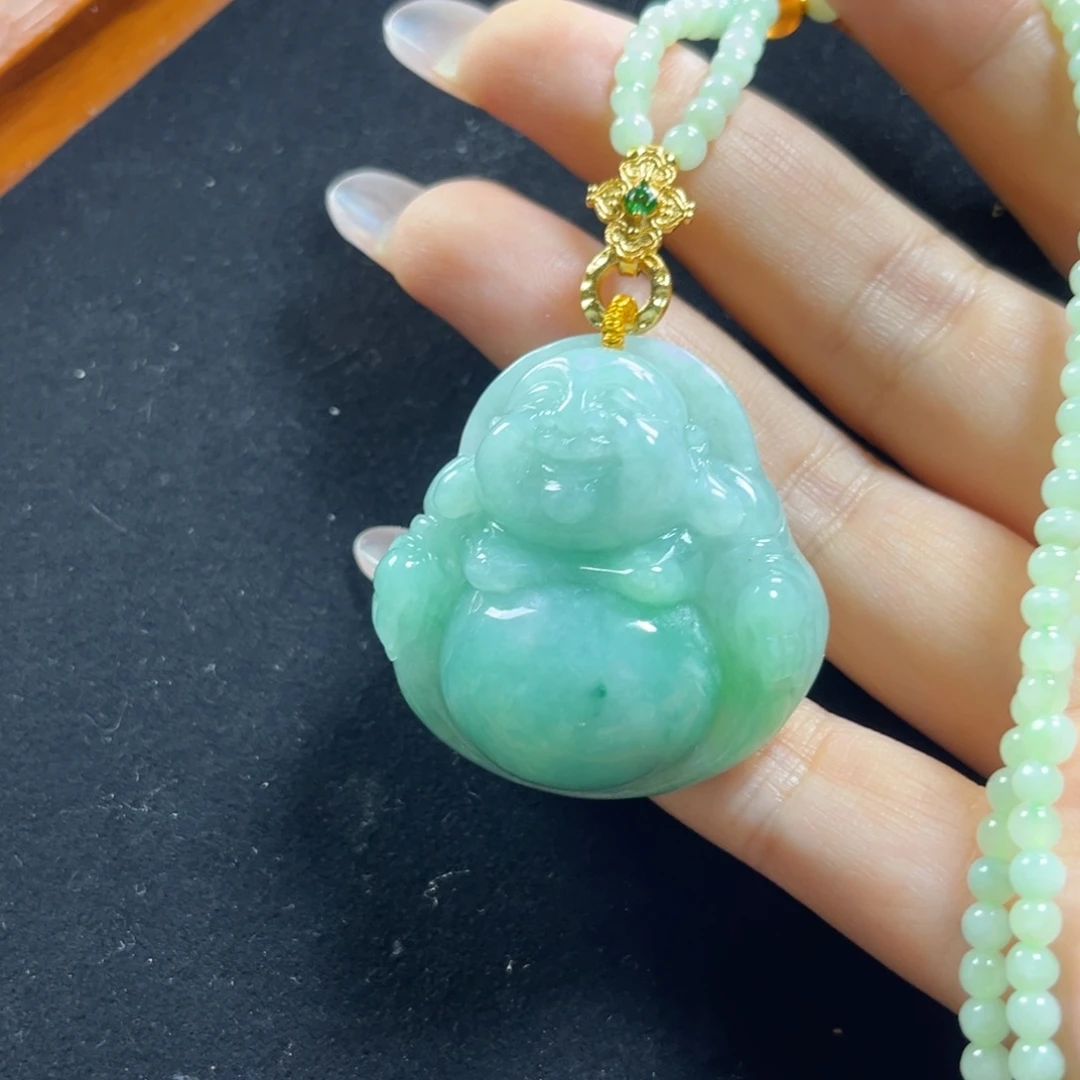 翡翠未镶嵌吊坠(赠链)冰绿佛公