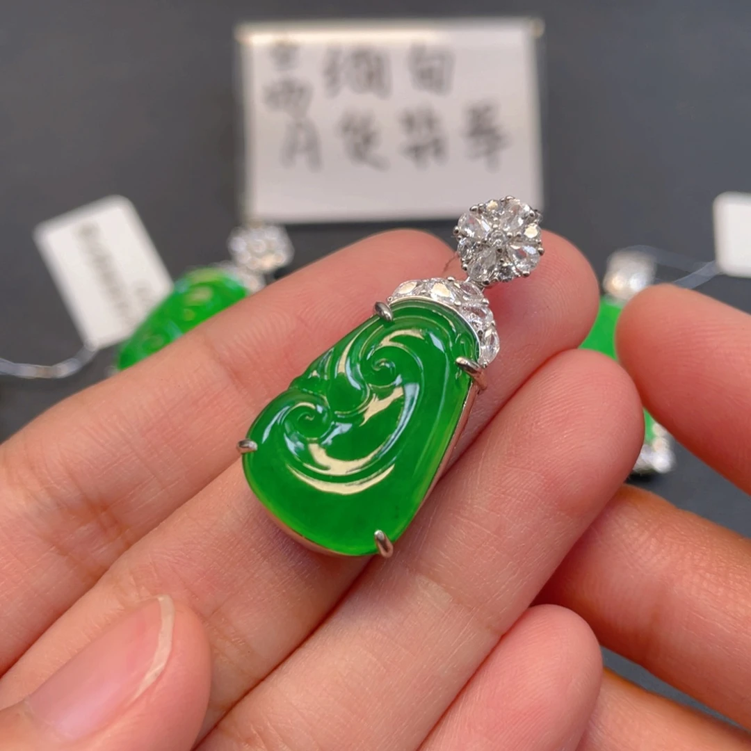 翡翠银S925镶嵌吊坠(不含链)