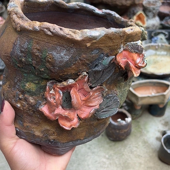 开播福利手工粗陶花盆