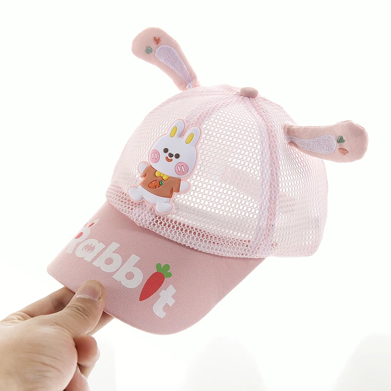 宝宝帽子夏季薄款儿童棒球帽透气遮阳一岁女宝可爱超萌卡通鸭舌帽