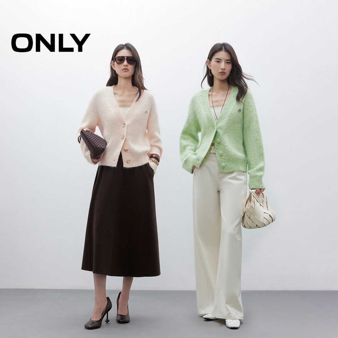 ONLY秋冬软糯松弛感落肩纽扣开衫针织衫休闲女拍照必备|12533B010