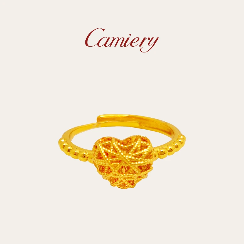 铜合金戒指 CAMIERY/卡美瑞 精致轻奢拉丝爱心戒指