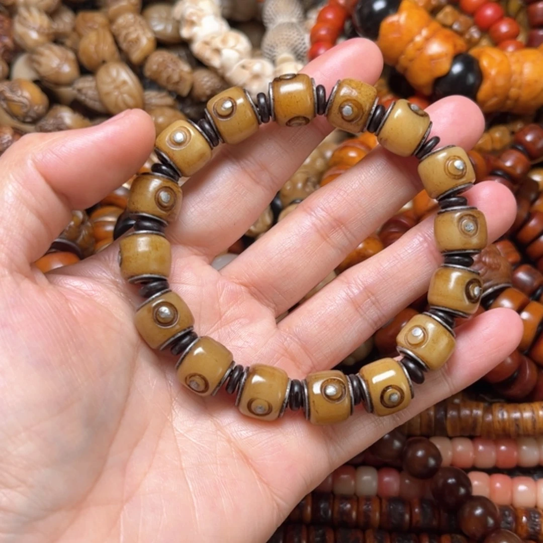 【闪购商品】牛骨手串/手链牛骨原色镶嵌12×16颗