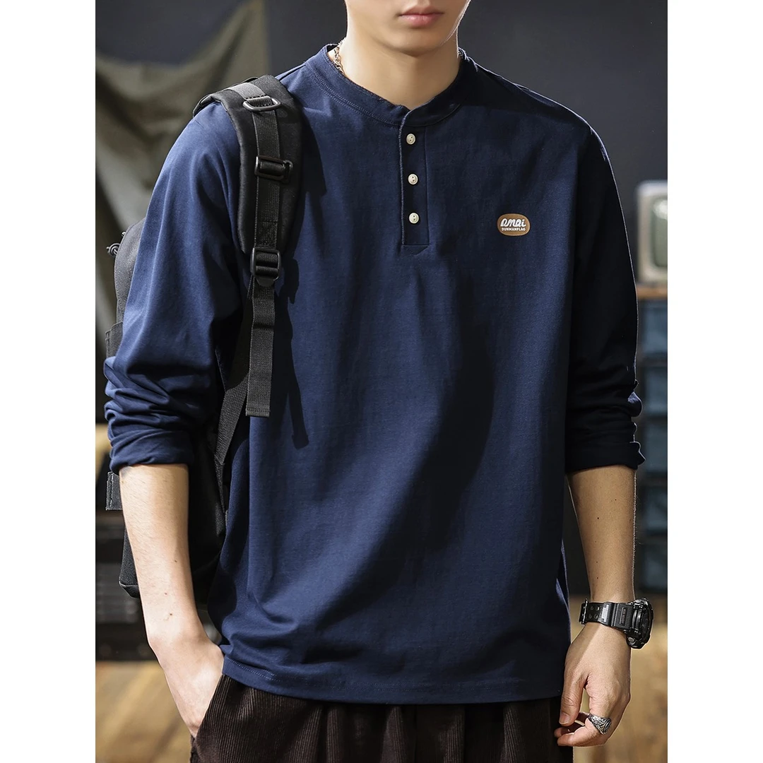 DIIIVERGOM轻奢痞帅300g重磅长袖T恤男2025秋季新款美式亨慵懒风