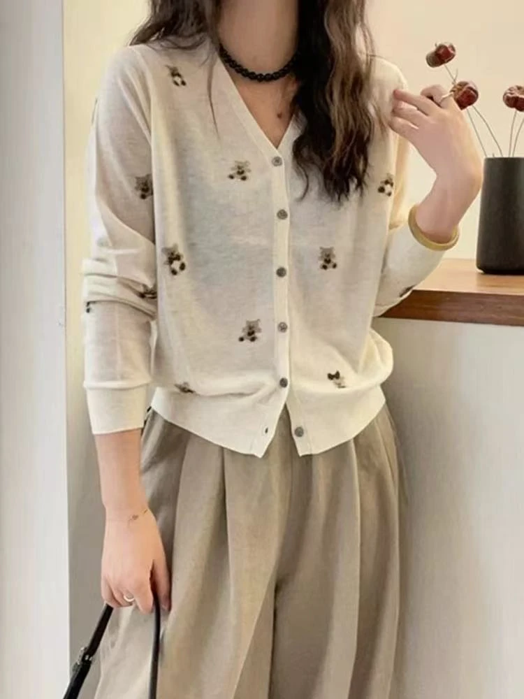 【特价-占单者限购】Q2814 立体小熊织花，休闲百搭针织开衫