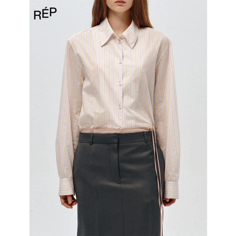 LOW CLASSIC设计师品牌粉色条纹长袖衬衫25PS TheREPUBLIQUE女装