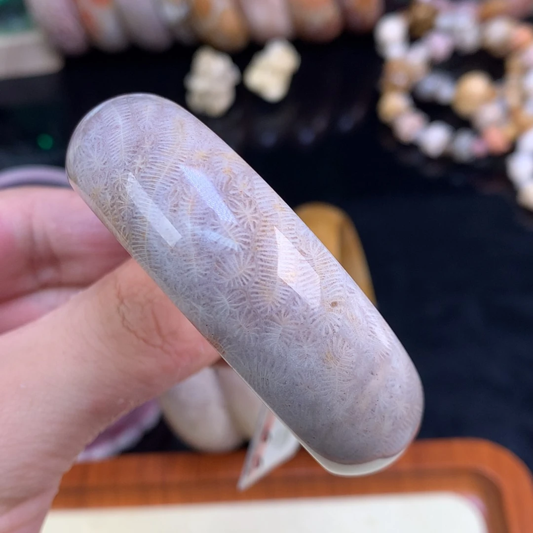 【闪购商品】颈饰未镶嵌硅化珊瑚（珊瑚玉）58号51.9圈紫胖虫