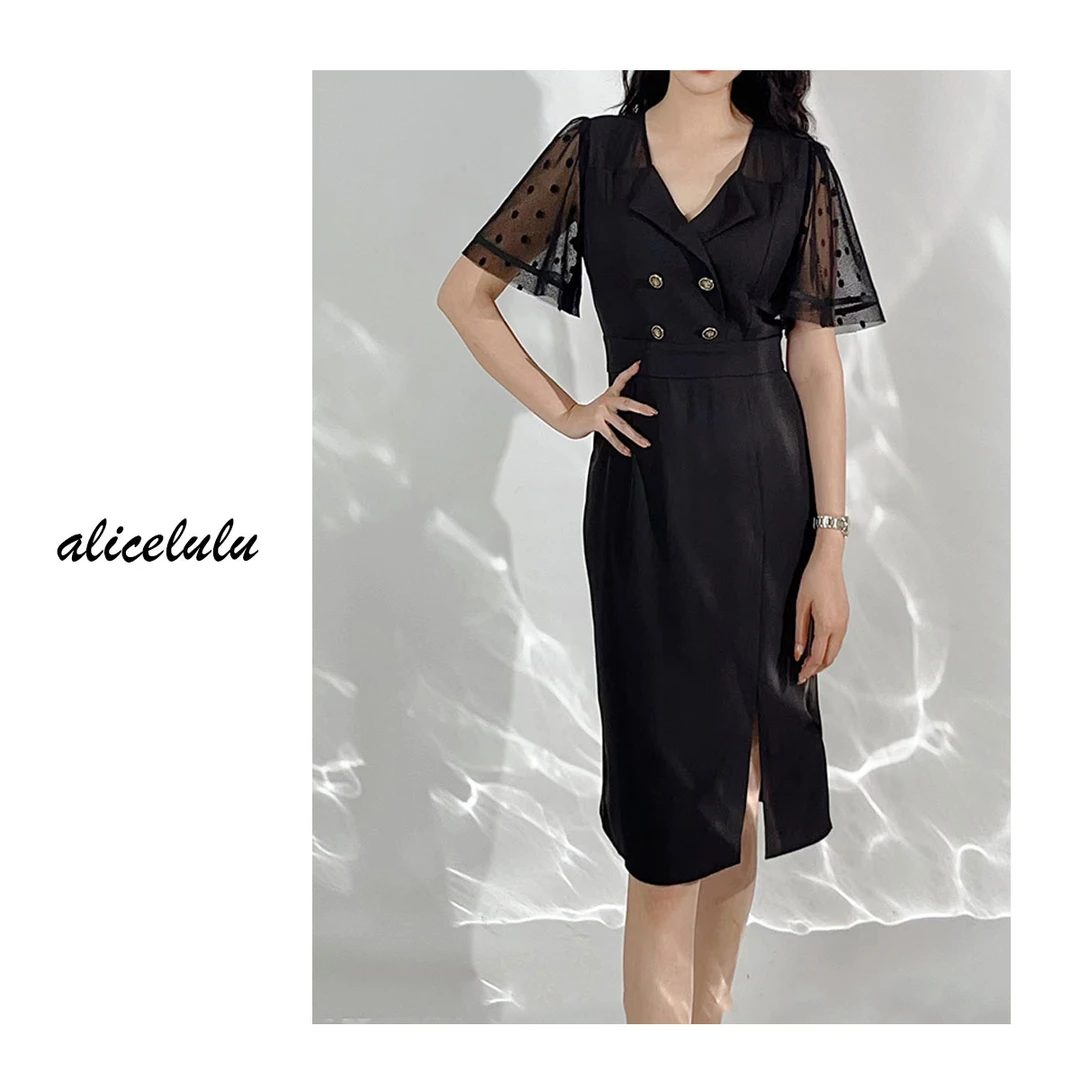 2【ALICE “爱乐之城”通勤连衣裙】网纱飞袖西装立裁 S2132709Q