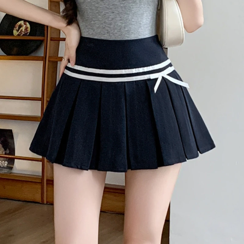 2025夏季新款纯欲俏皮蝴蝶结休闲显瘦a字裙百搭半身百褶裙短裙子