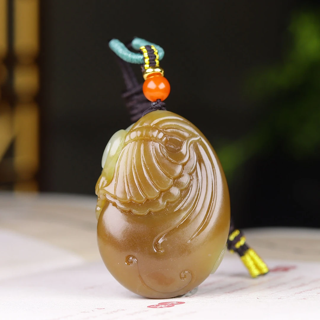 010529和田玉糖白玉生肖吊坠