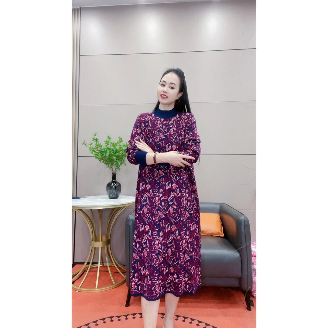 3592 秋冬新款针织打底裙大码女装连衣裙